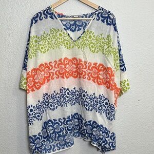 Tutu & Lilli Oversized Womens One Size V Neck Top Short Sleeve Lightweight Boxy